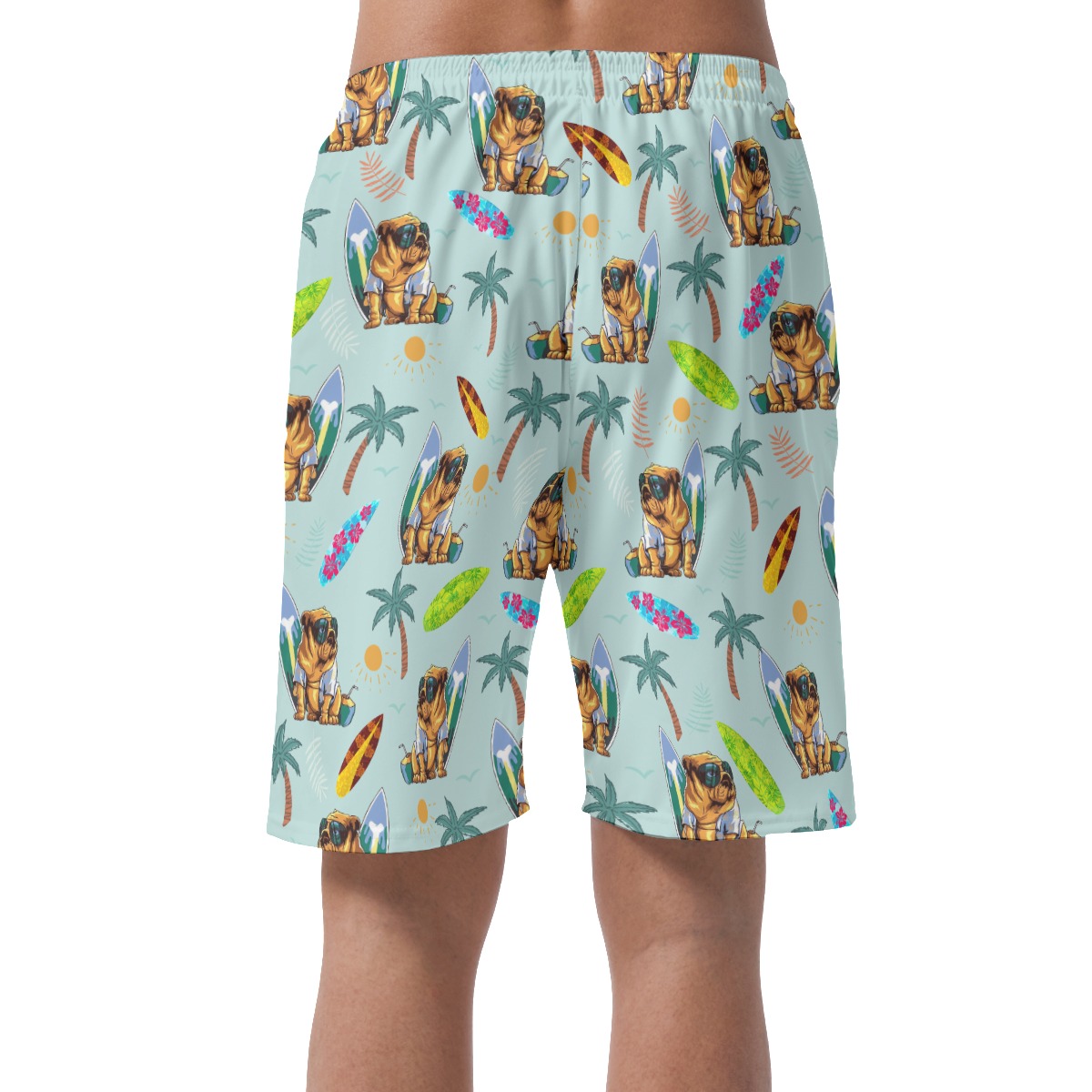 Bulldog Surf And Palm Hawaiian Beach Shorts For Men