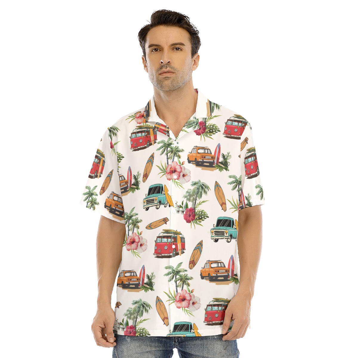 Palm Trees Surf Car Hawaiian Shirt - variant image 1