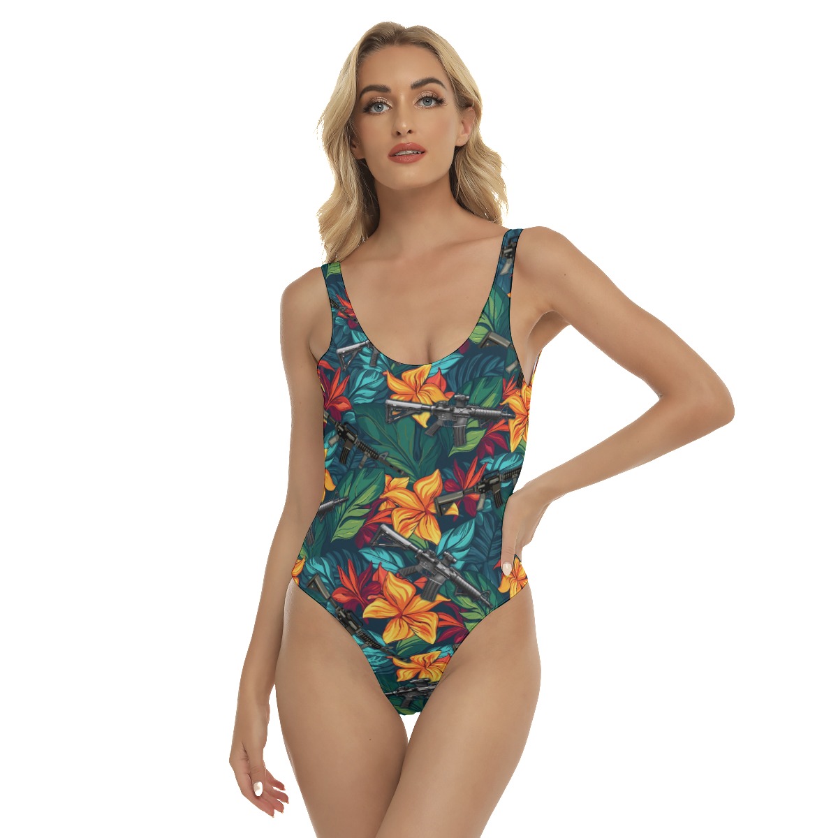 Funny Gun Floral Swimsuit For Women - variant image 1