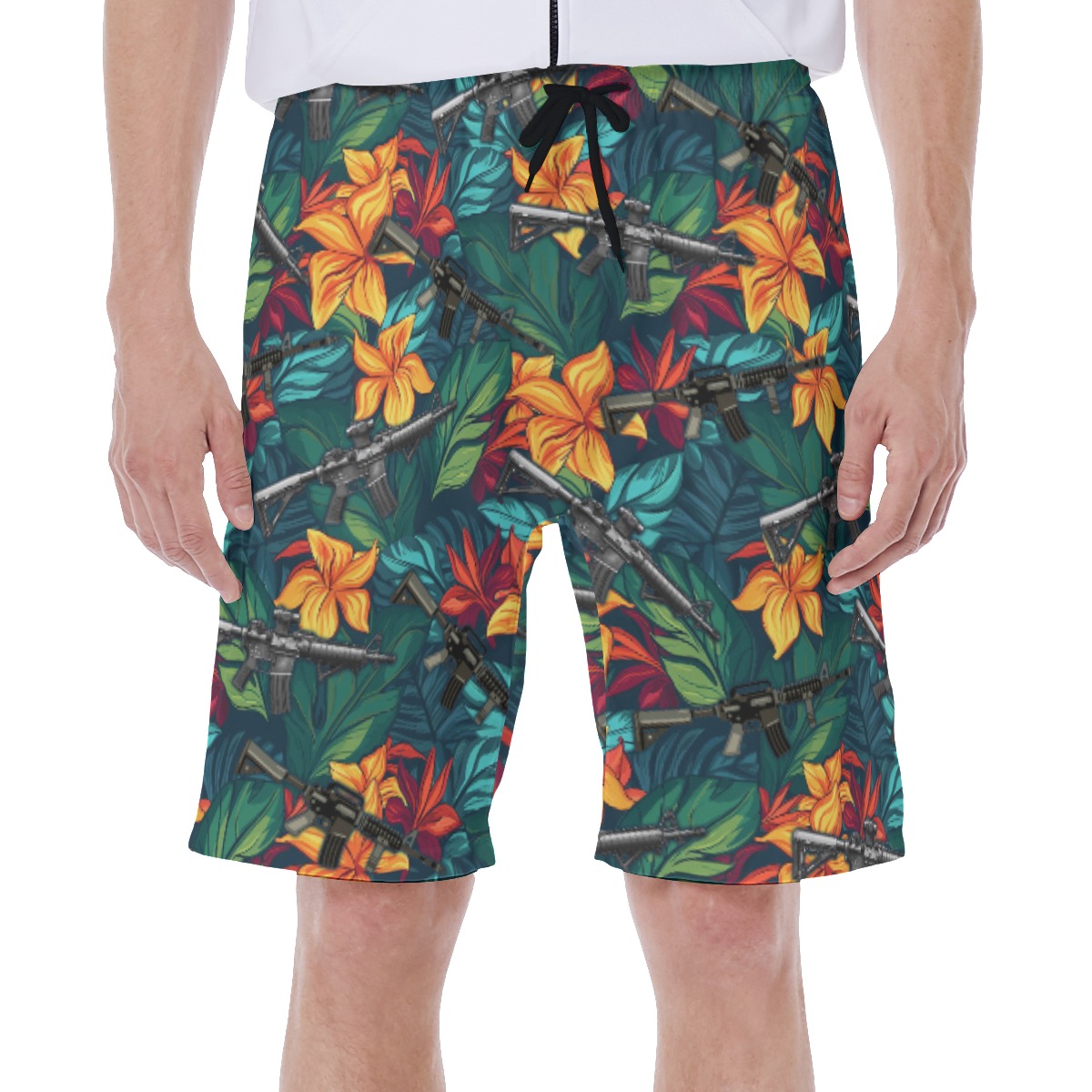 Tropical Hibiscus Gun Hawaiian Swimwear For Men - variant image 1