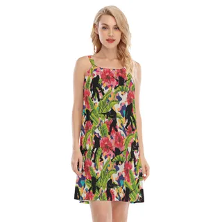 Colorful Hibiscus Bigfoot Tactical Hawaiian Cami Dress For Women