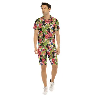 Bigfoot Tactical Floral Hibiscus Hawaiian Shirt And Matching Shorts For Men