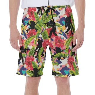 Colorful Hibiscus Tactical Bigfoot Hawaiian Swim Trunks For Men