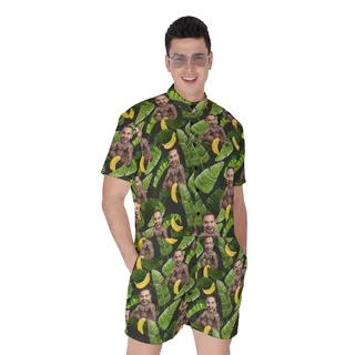 Personalized Face Barry Wood Romper For Men