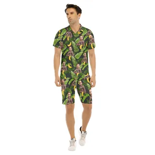 Custom Barry Wood Face Aloha Shirt Set For Men