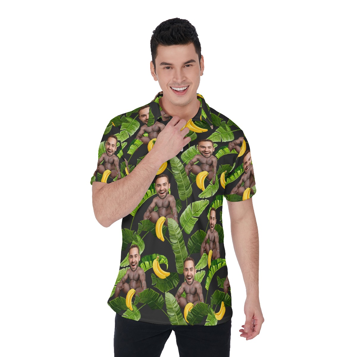 Custom Multiple Faces Barry Wood Tropical Hawaiian Polo Shirt - variant image 1