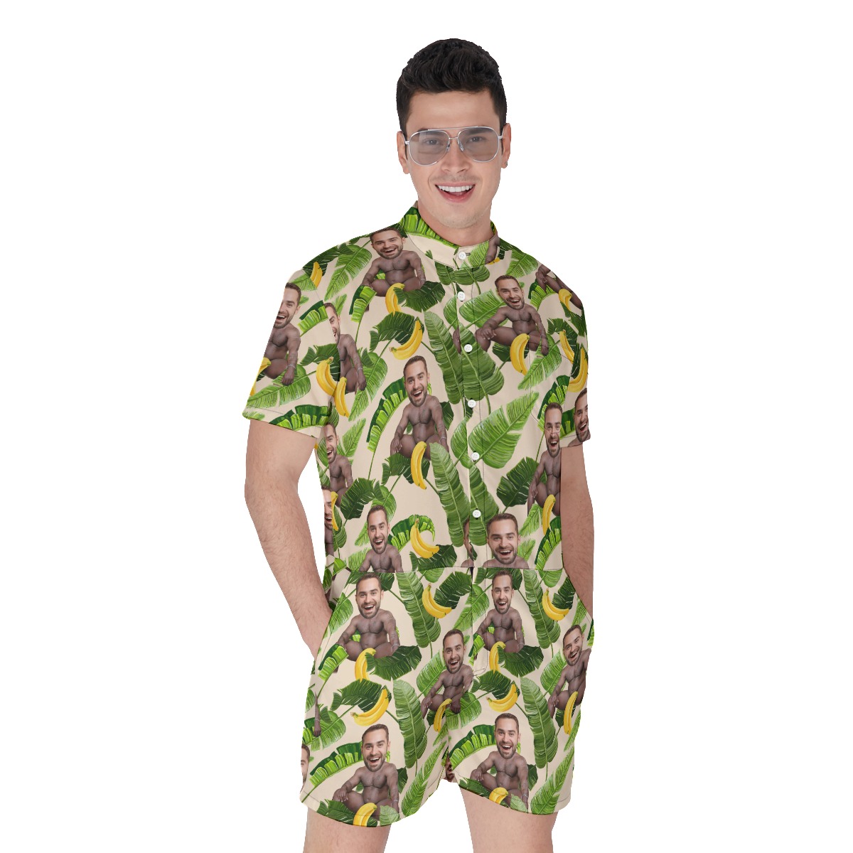 Custom Face Barry Wood Banana Tropical Romper For Men - variant image 1