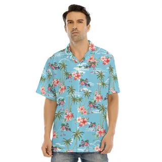 Tactical Flamingo Hawaiian Shirt With Tropical Palm Tree And Hibiscus