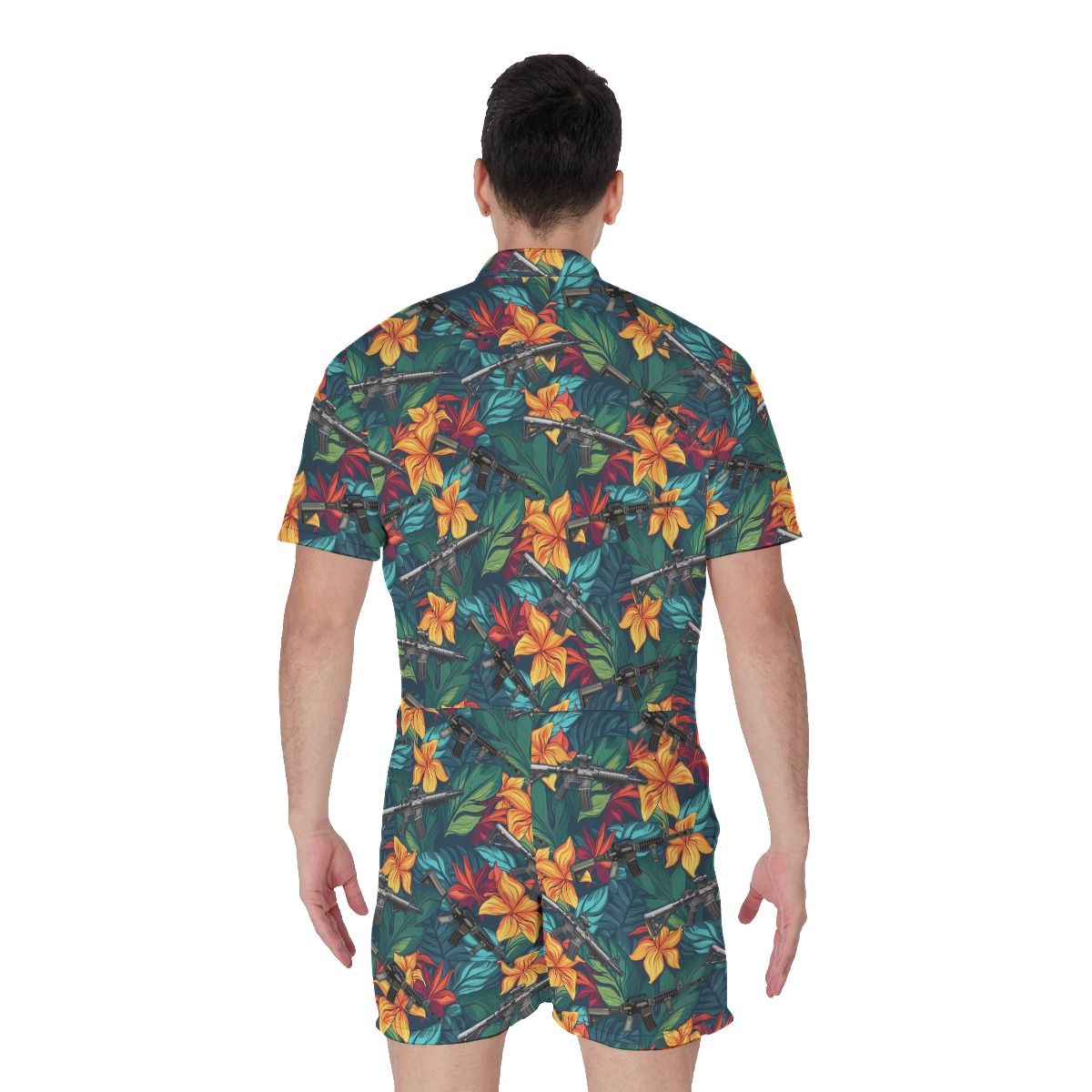 Funny Gun Tropical Hawaiian Romper For Men