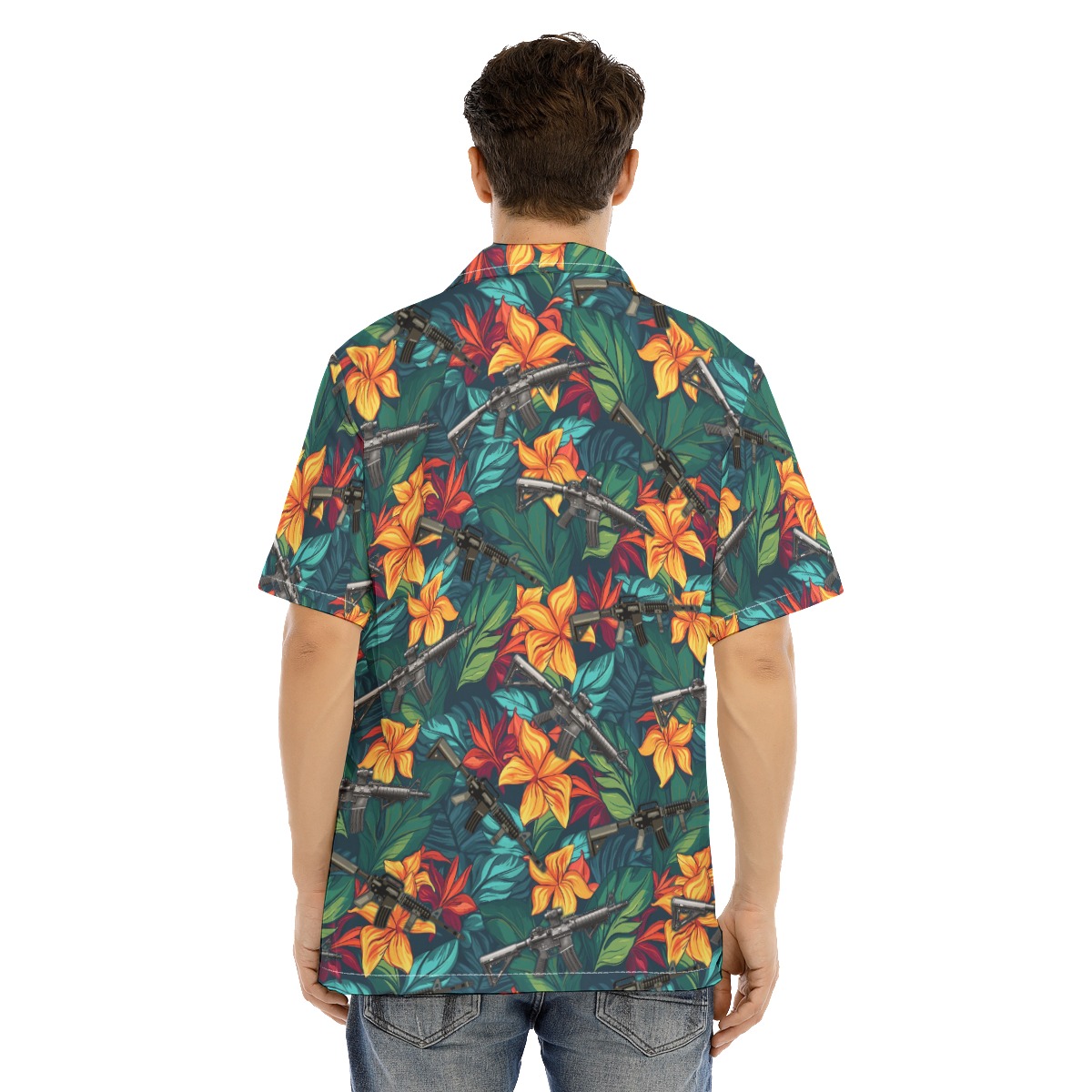 Tropical Gun Green Hawaiian Shirt
