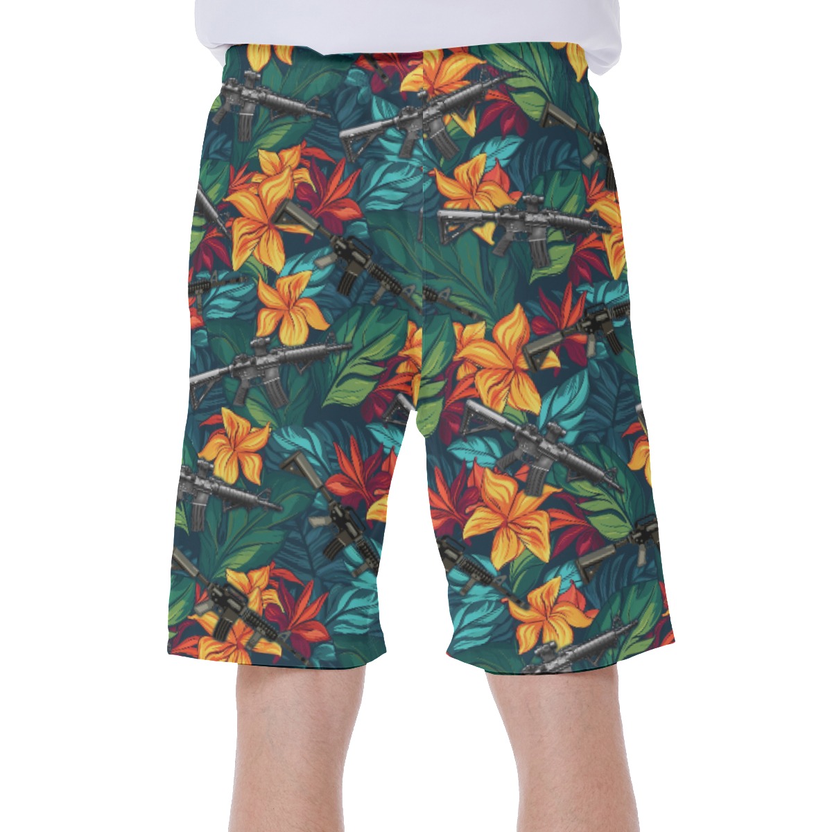 Tropical Hibiscus Gun Hawaiian Swimwear For Men