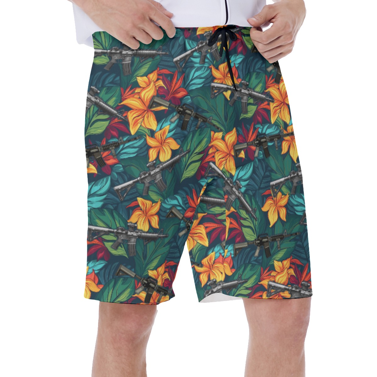 Tropical Hibiscus Gun Hawaiian Swimwear For Men