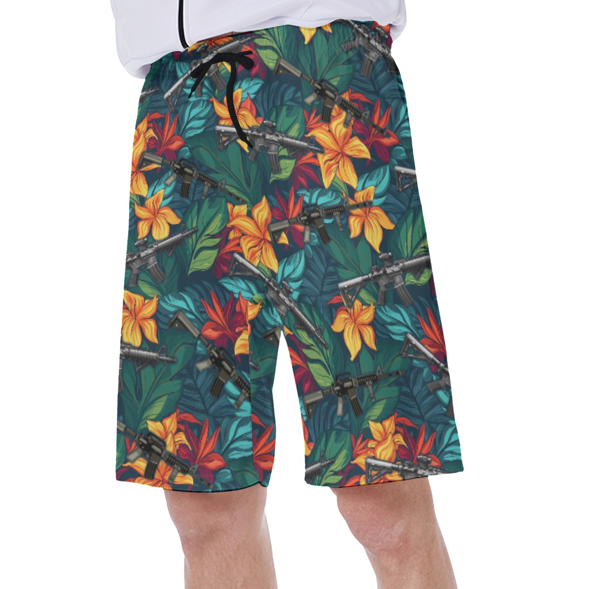 Tropical Hibiscus Gun Hawaiian Swimwear For Men