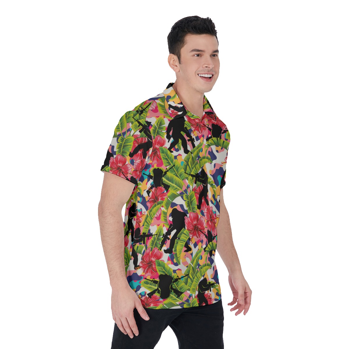 Funny Tactical Bigfoot Colorful Hawaiian Polo Shirt