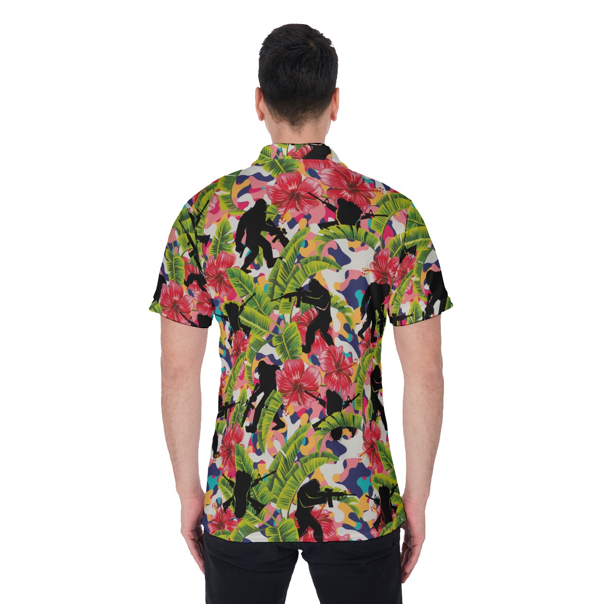 Funny Tactical Bigfoot Colorful Hawaiian Polo Shirt