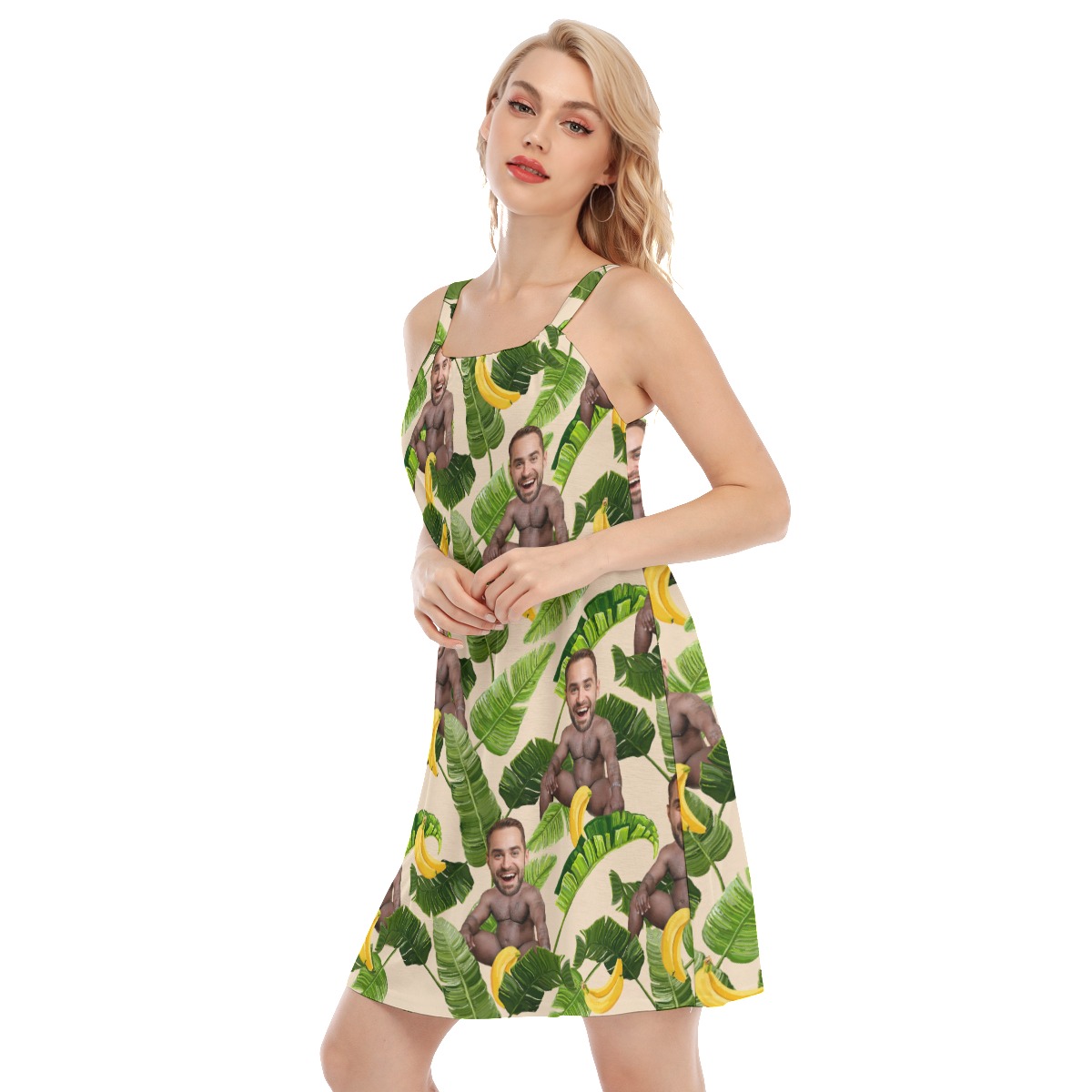 Barry Wood Custom Face Banana Tropical Hawaiian Dress