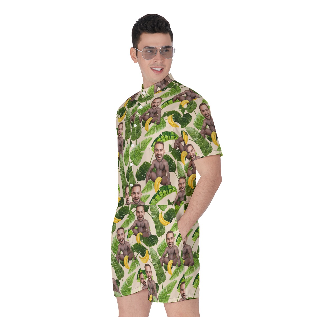 Custom Face Barry Wood Banana Tropical Romper For Men