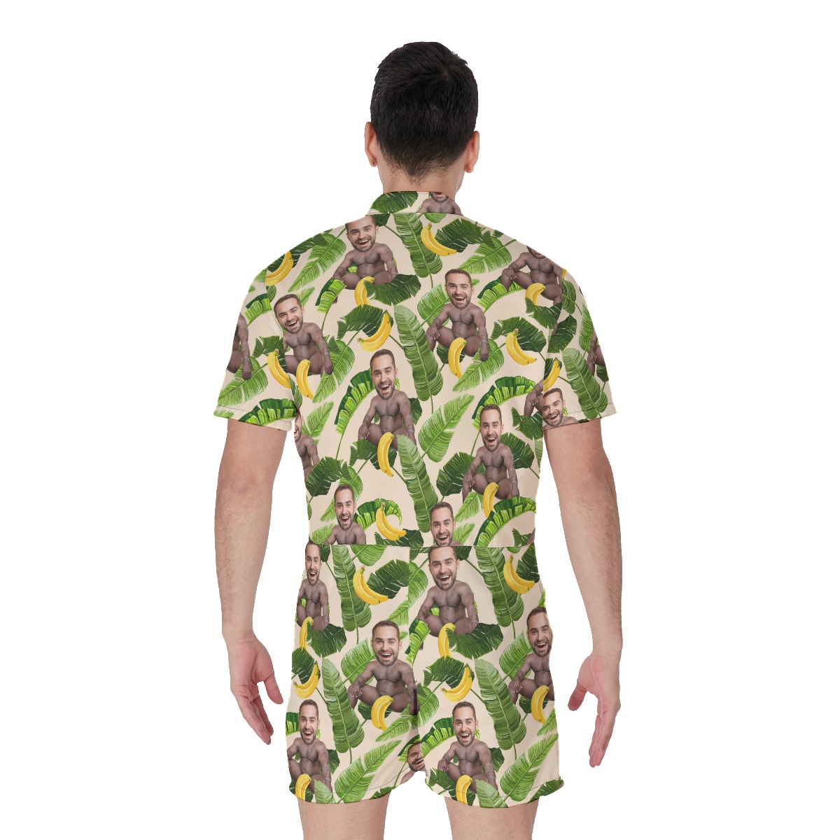 Custom Face Barry Wood Banana Tropical Romper For Men