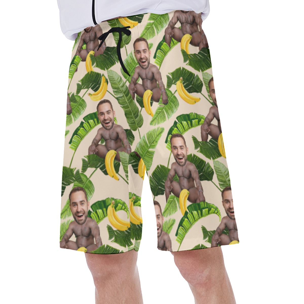 Custom Barry Wood Face Banana Tropical Swim Trunks For Men