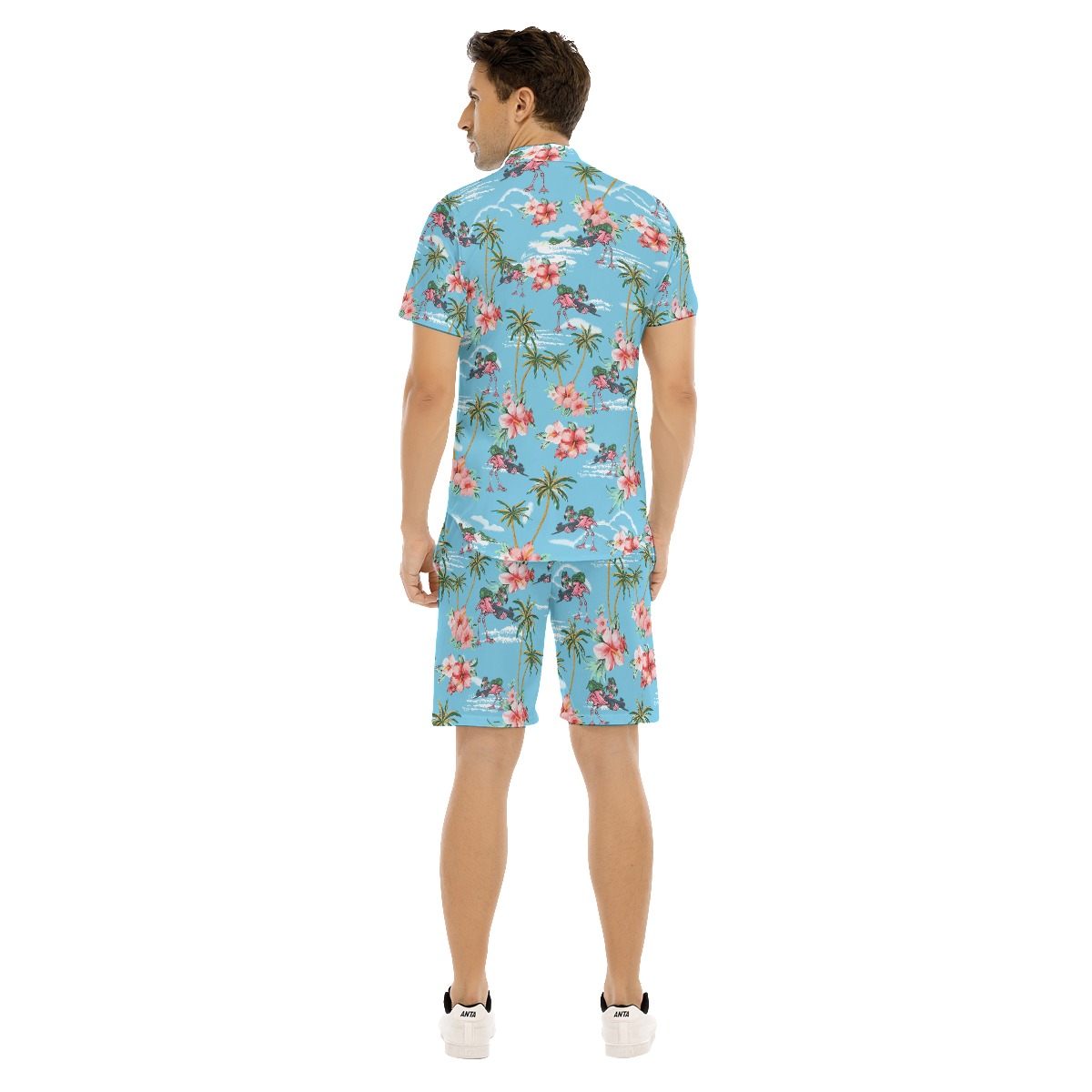 Set Tropical Flamingo Tactical Hawaiian Shirt And Matching Shorts For Men
