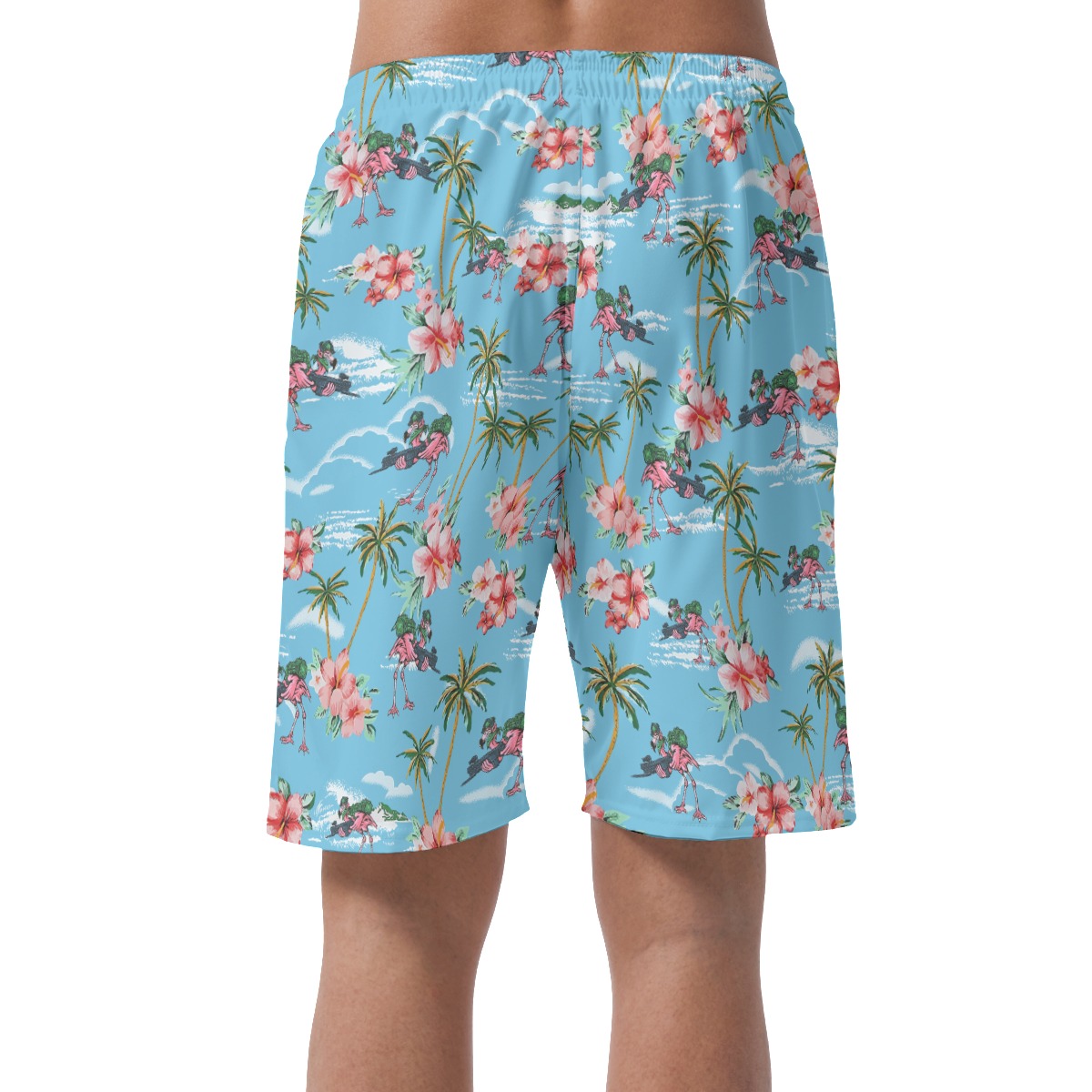 Funny Tactical Flamingo Palm Trees Hawaiian Beach Shorts For Men