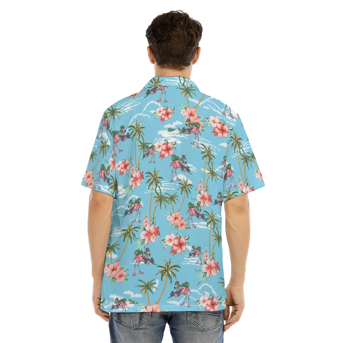 Tactical Flamingo Hawaiian Shirt With Tropical Palm Tree And Hibiscus