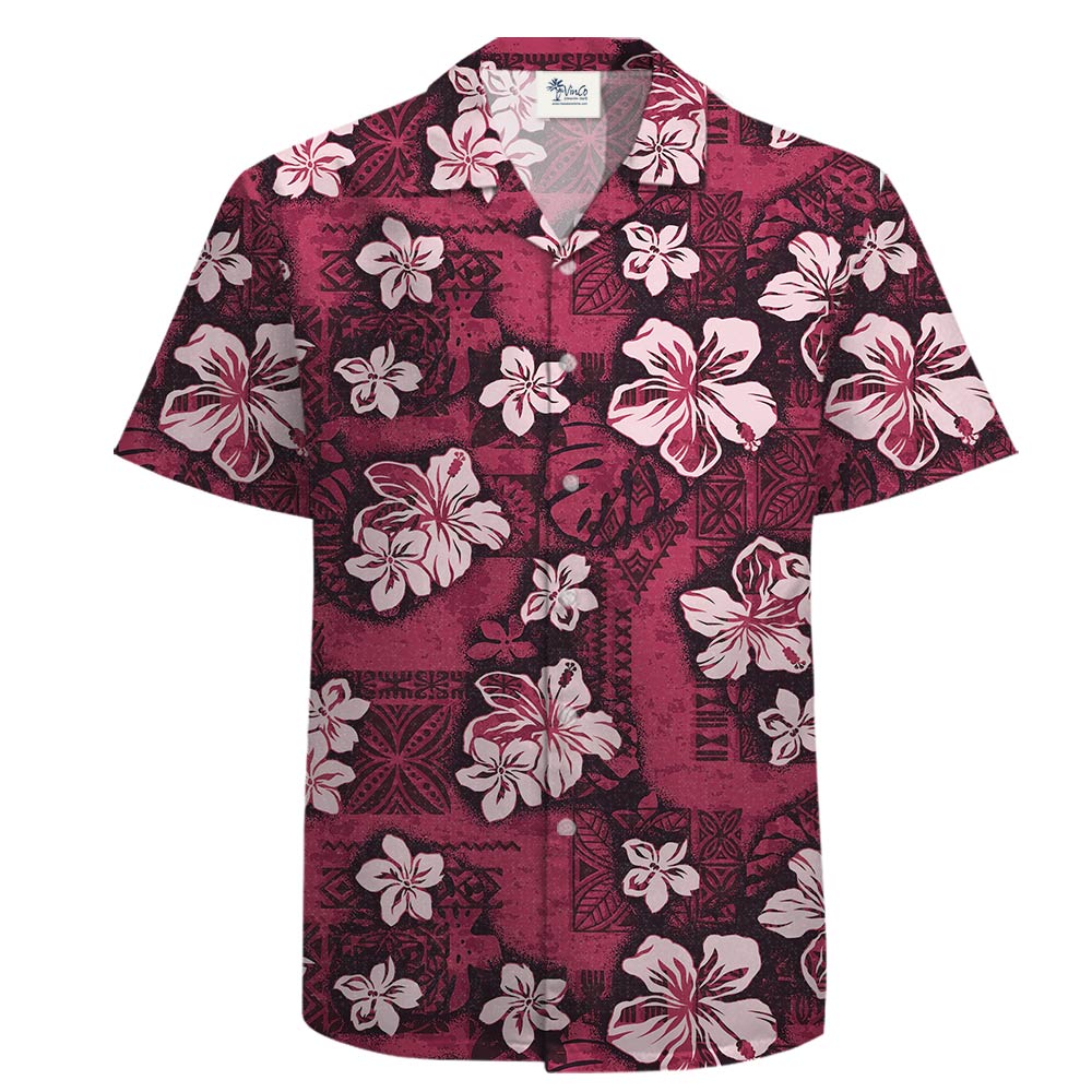Men's Pink Cotton Hawaiian Shirt Classic Hibiscus Aloha - variant image 1