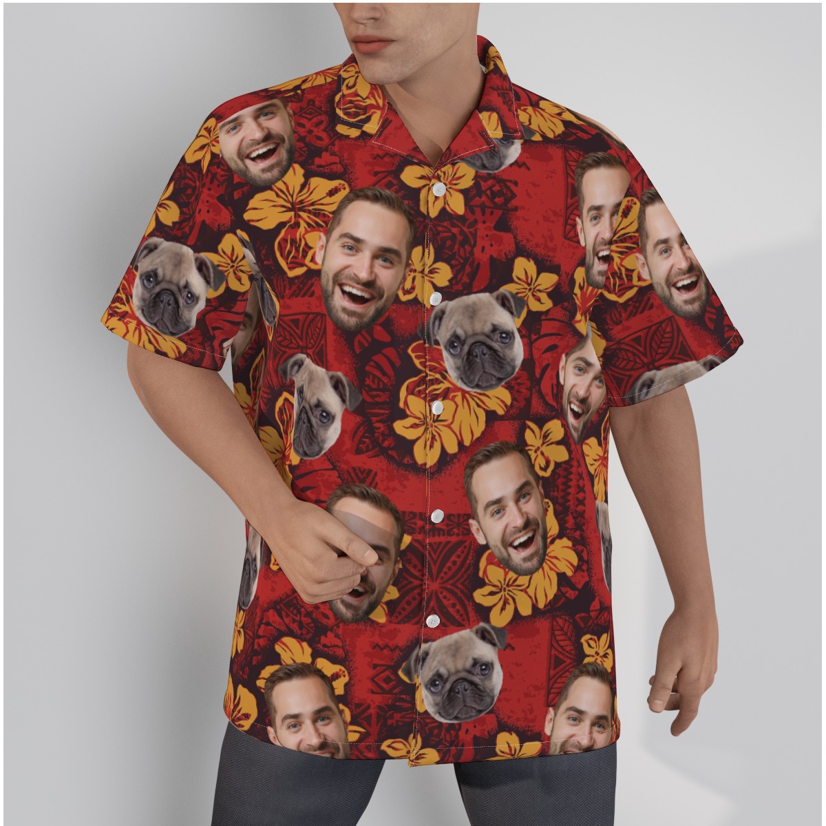 Red Custom Hawaiian Shirts With Face - variant image 1