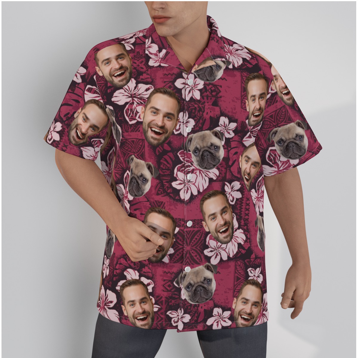 Custom Pink Hawaiian Shirt With Multiple Faces - variant image 1