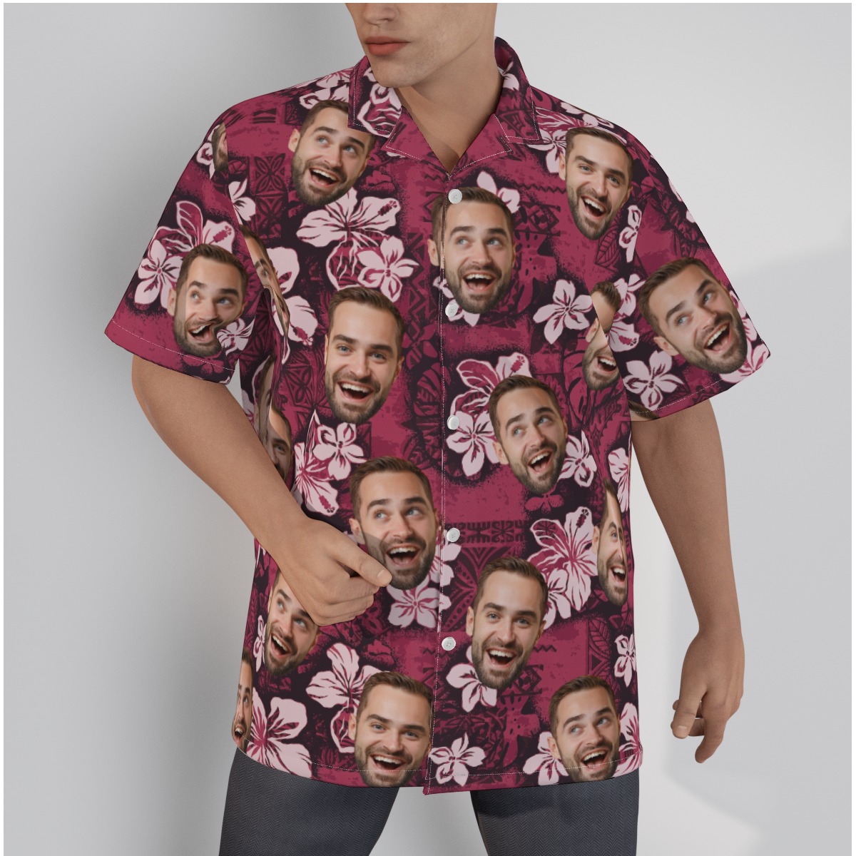 Personalized Face Pink Hawaiian Shirts - variant image 1