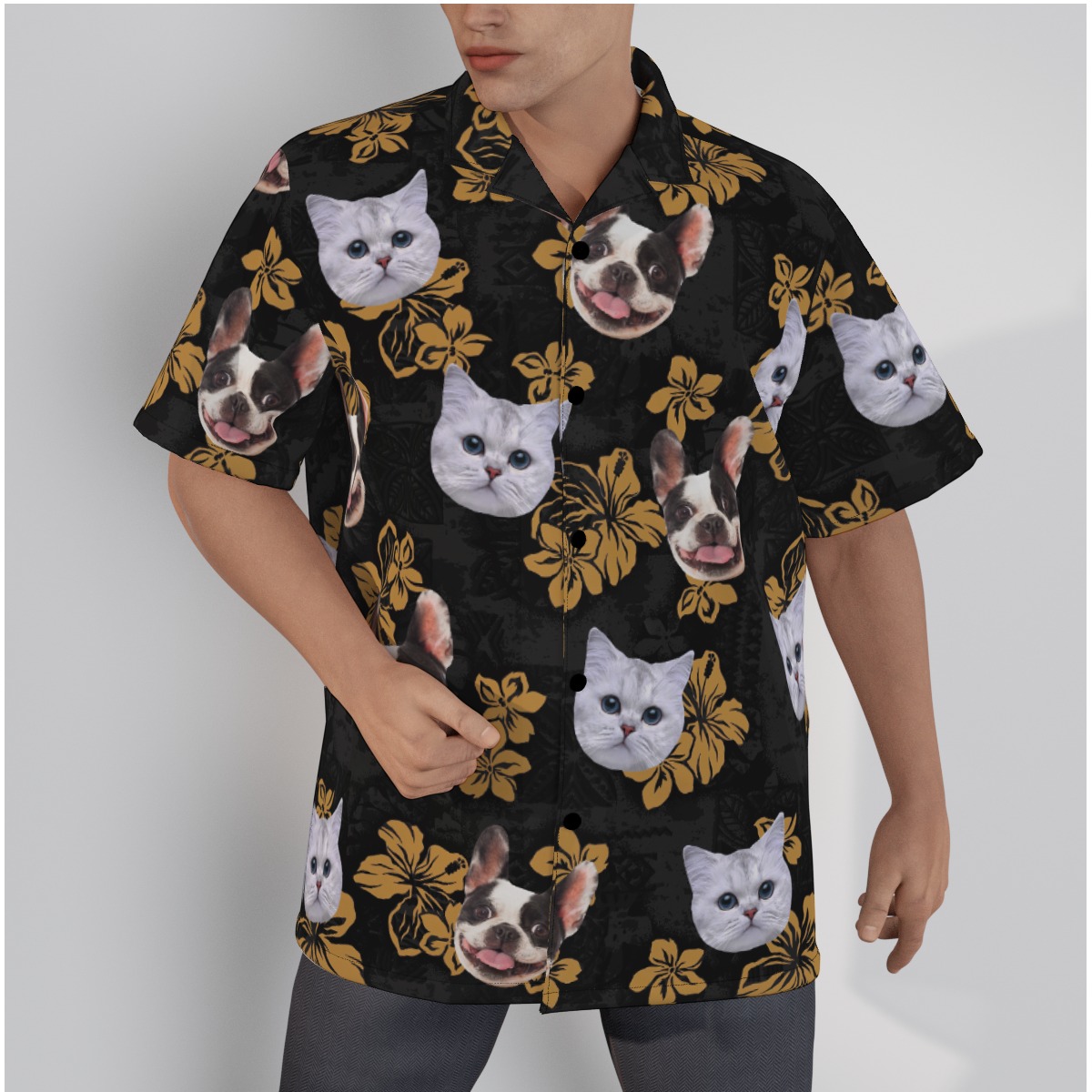 Custom Pet Face Hawaiian Shirt Up To 4 Faces - variant image 1