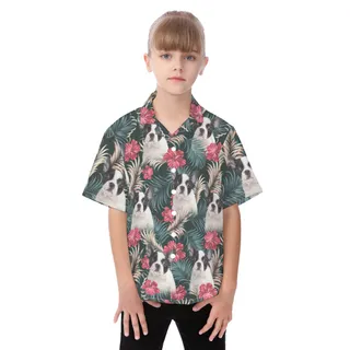 Custom Dog Face Aloha Shirt For Kids