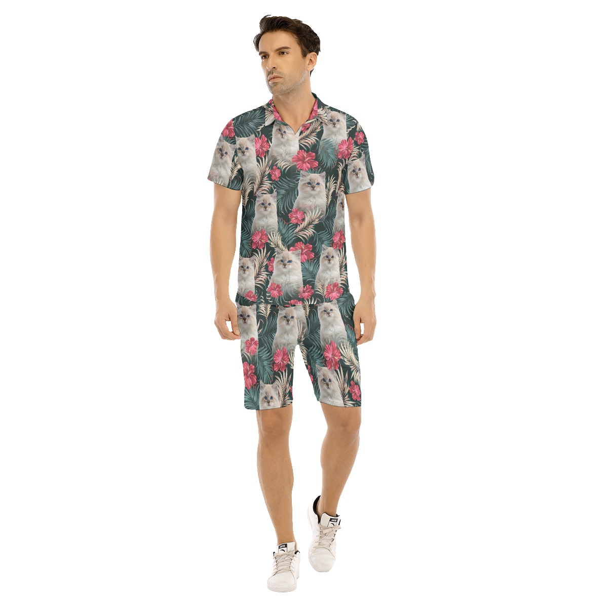 Custom Cat Hawaiian Outfits Shirt Shorts For Men - variant image 1