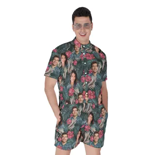 Personalize Couple Faces Hawaiian Romper For Men