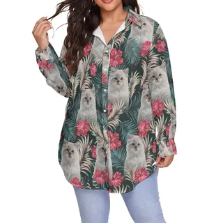 Personalized Pet Face Plus Size Hawaiian Shirt For Women