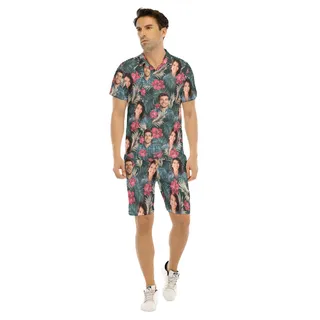 Custom Couple Picture Hawaiian Shirt Set Matching Hawaiian Shirt