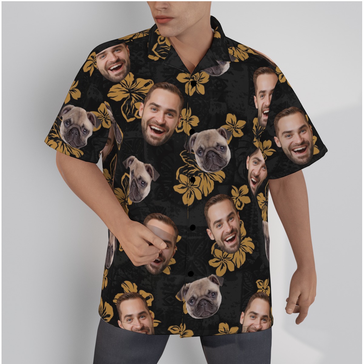 Funny Custom Your Face and Pet Hawaiian Shirt - variant image 1