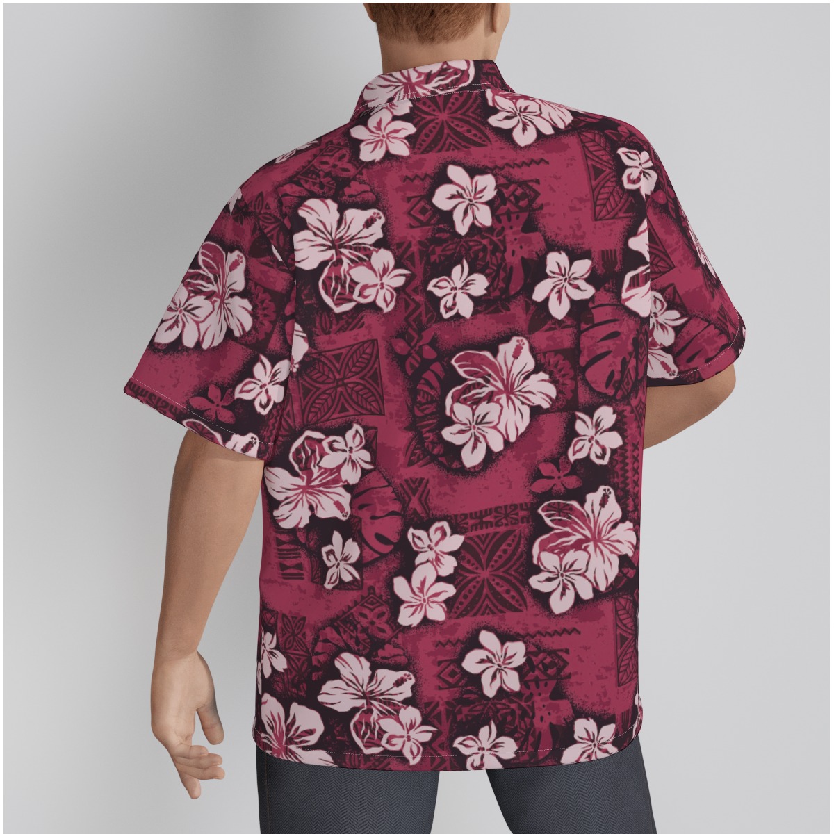 Men's Pink Cotton Hawaiian Shirt Classic Hibiscus Aloha