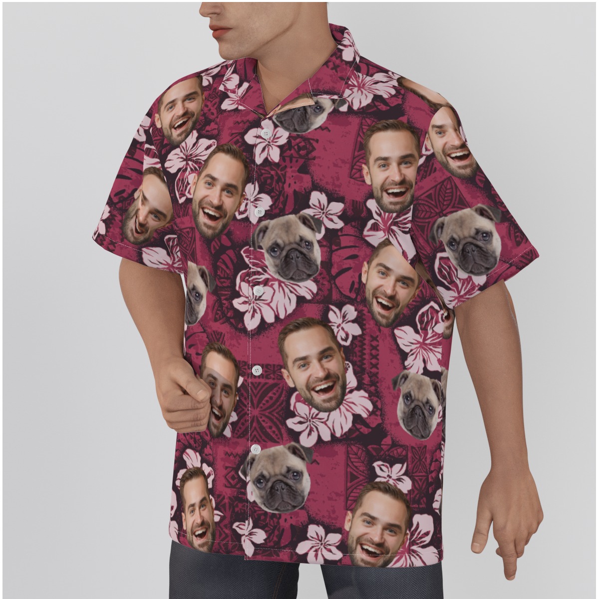 Custom Pink Hawaiian Shirt With Multiple Faces