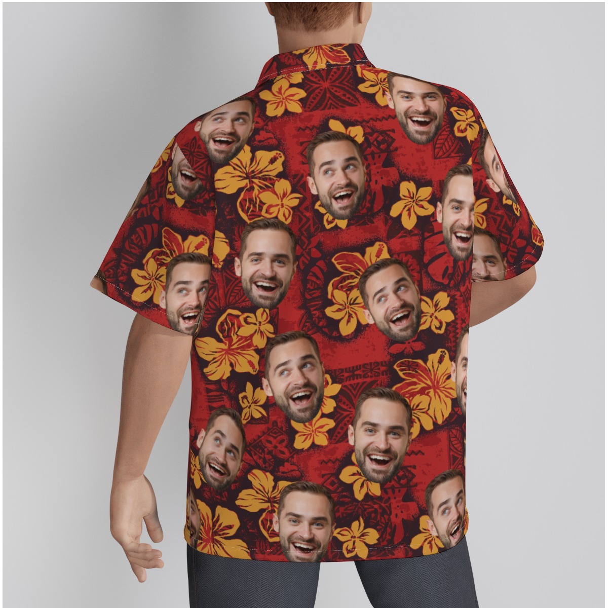 Personalized Multiple Faces Red Hawaiian Shirt Vintage