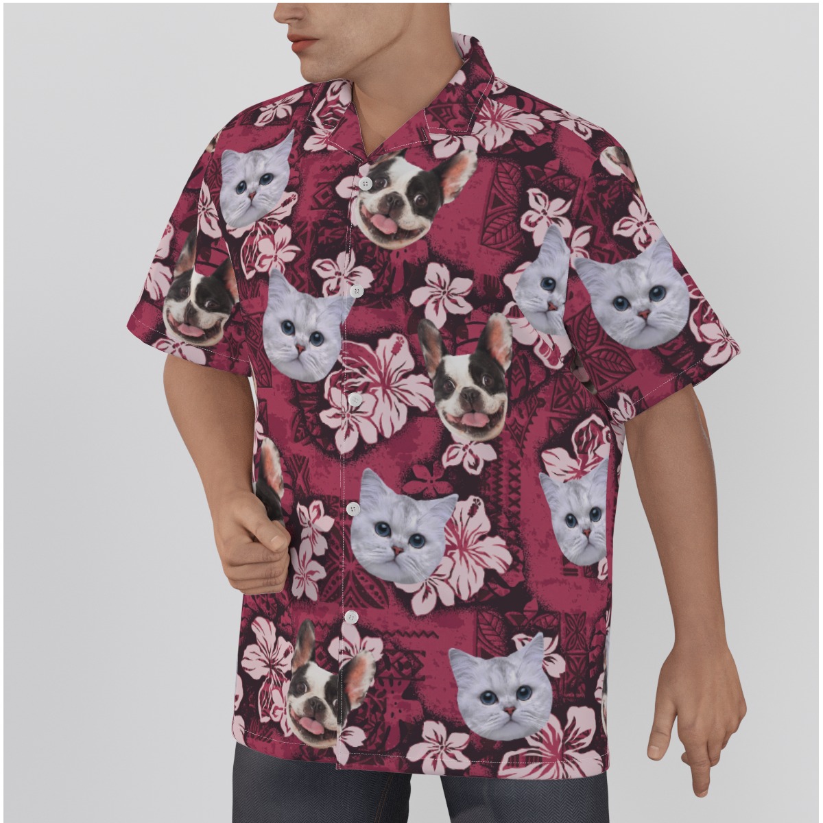 Custom Pink Hawaiian Shirt With Pet Face