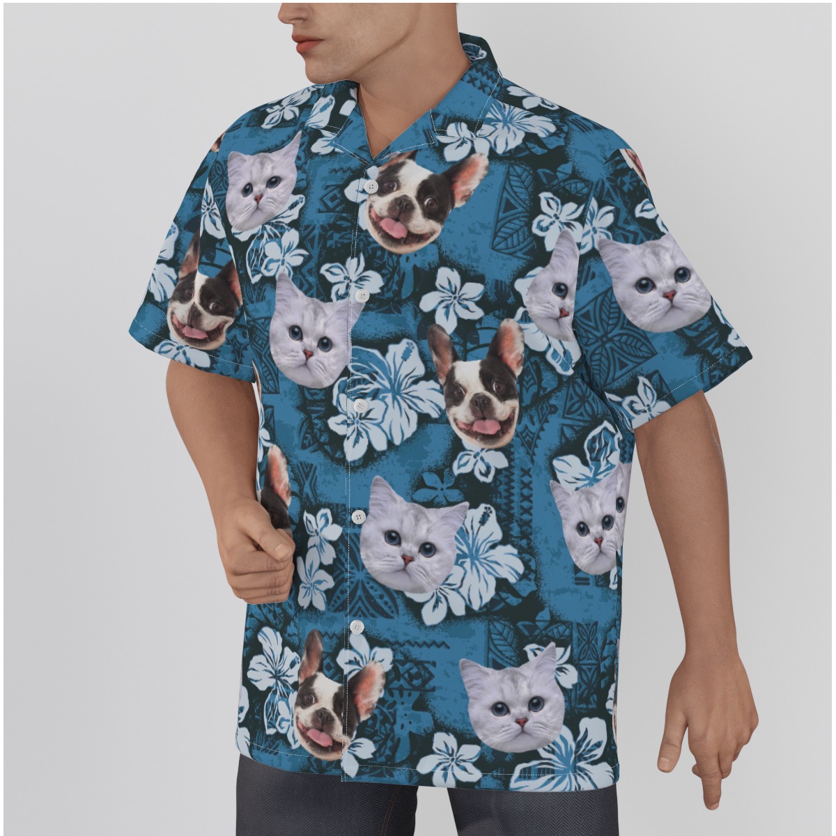Personalized Dog Cat Multiple Faces Hawaiian Beach Shirt