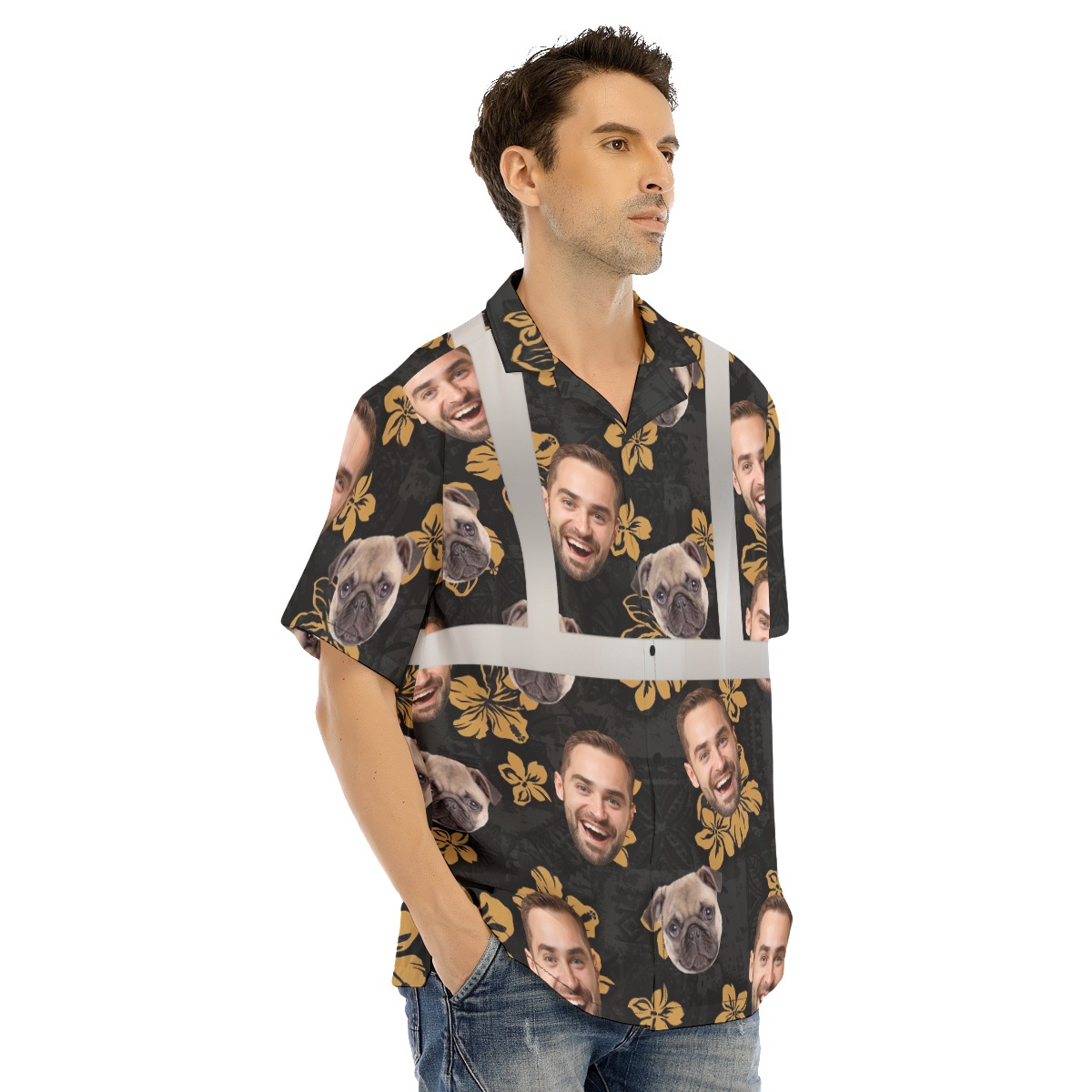 Vintage Blue Hawaiian Shirts With Faces On Them