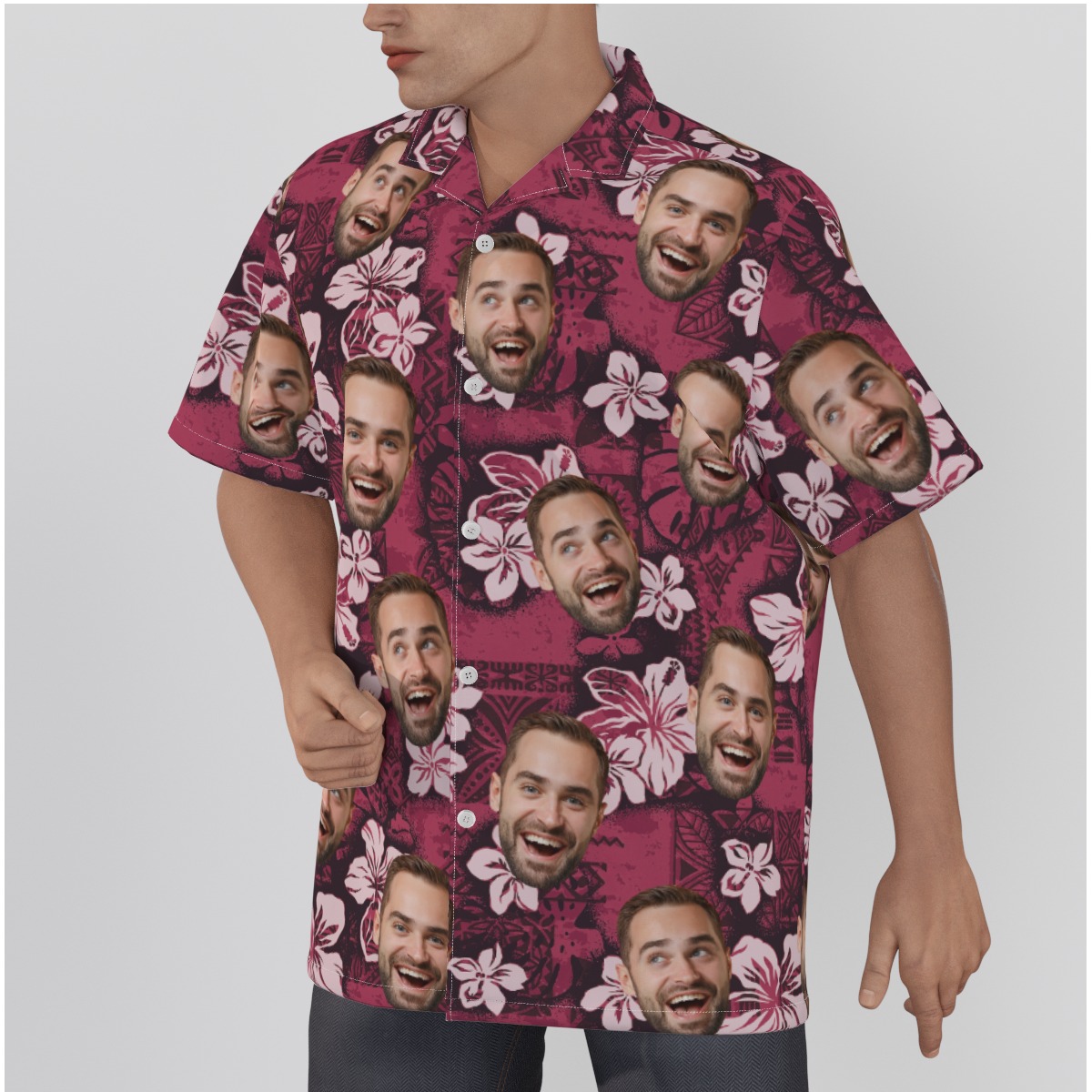 Personalized Face Pink Hawaiian Shirts