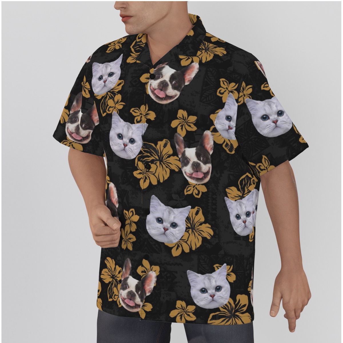 Custom Pet Face Hawaiian Shirt Up To 4 Faces