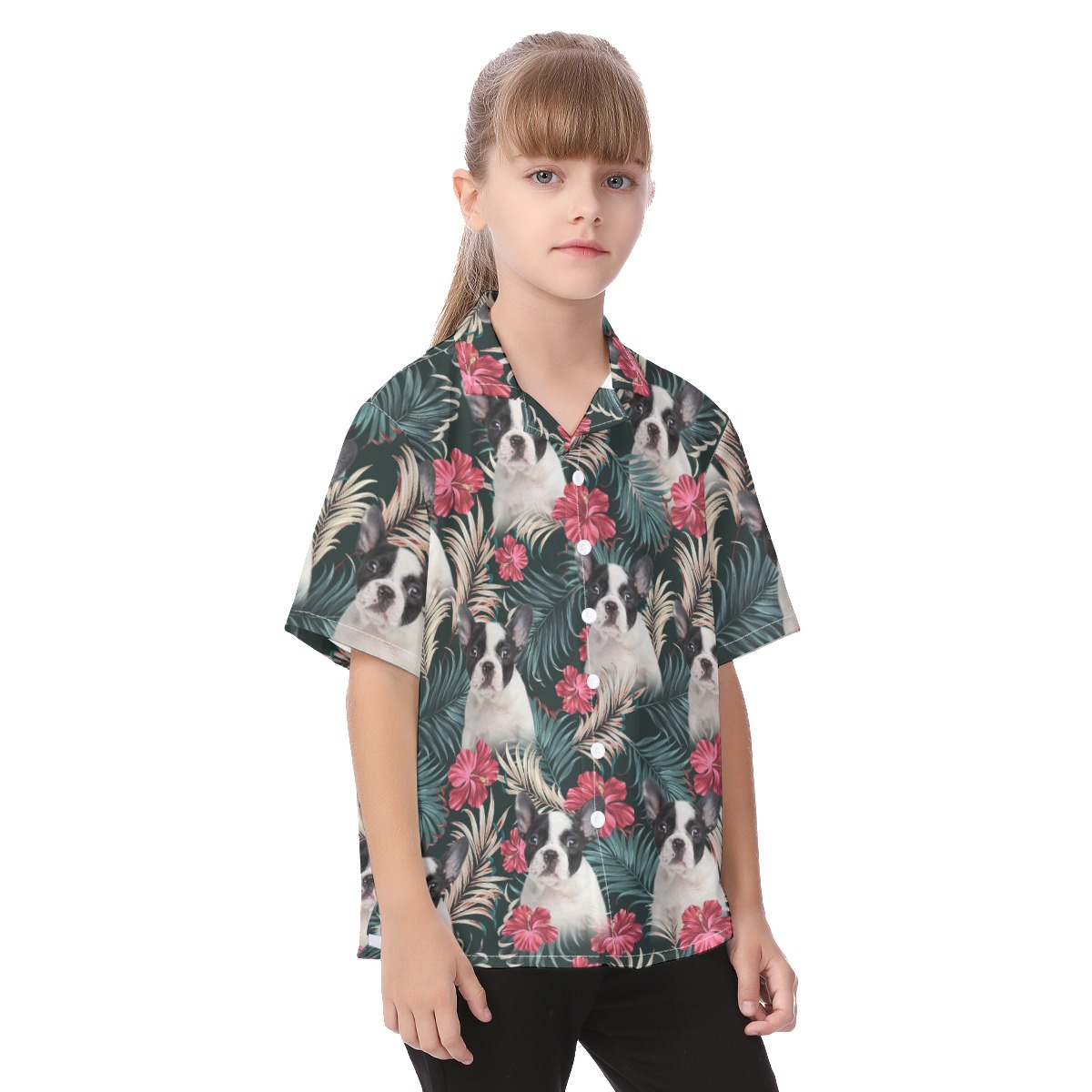 Custom Dog Face Aloha Shirt For Kids