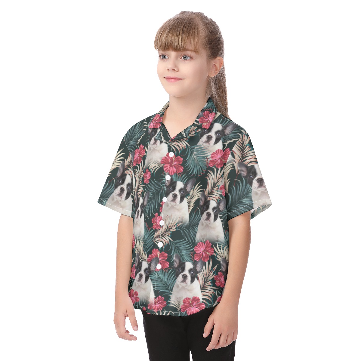 Custom Dog Face Aloha Shirt For Kids