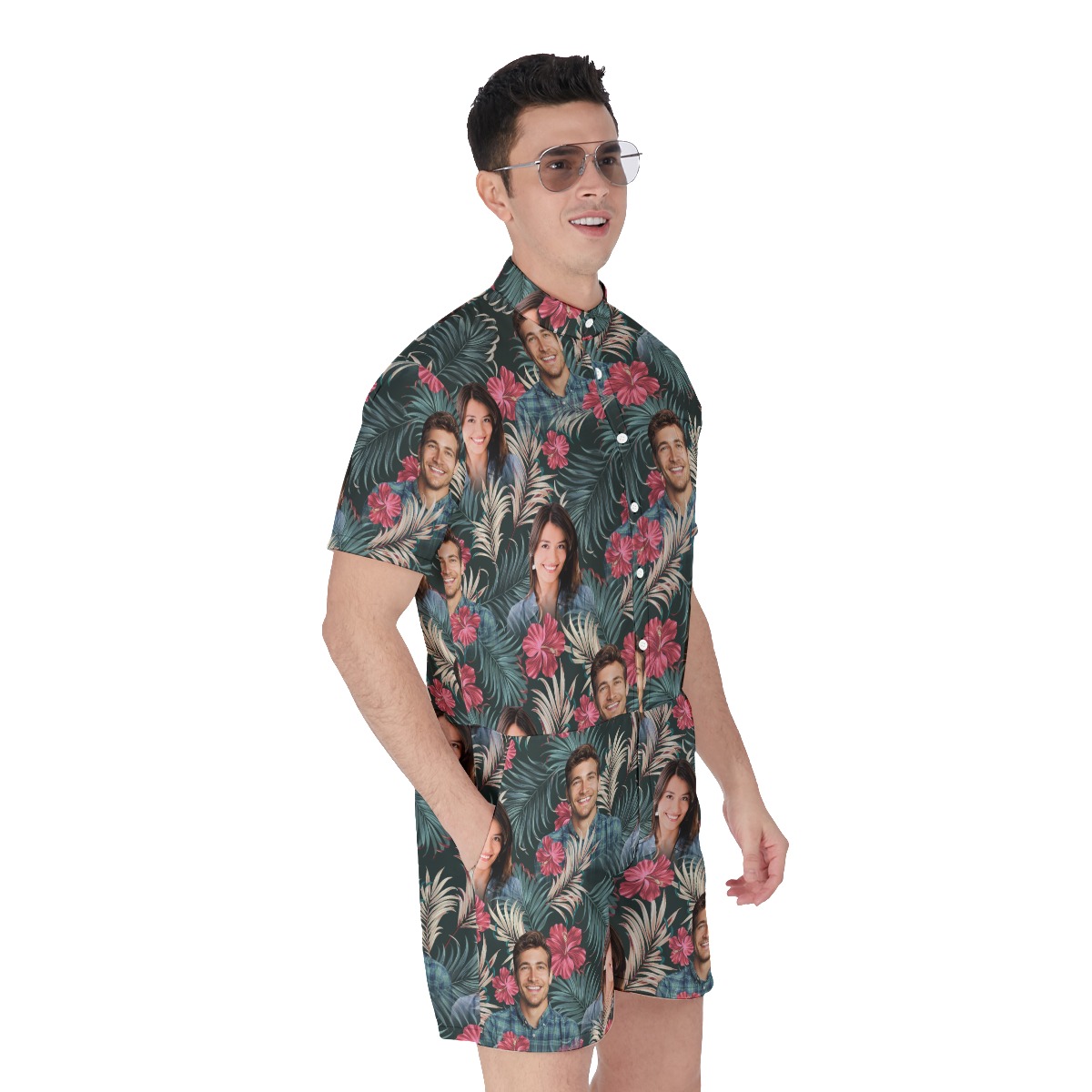 Personalize Couple Faces Hawaiian Romper For Men