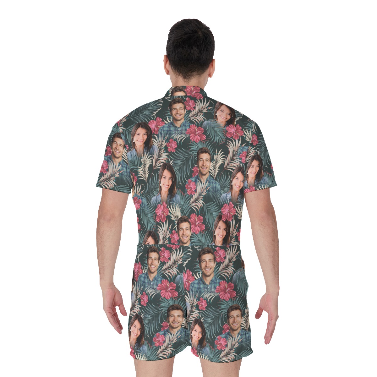 Personalize Couple Faces Hawaiian Romper For Men