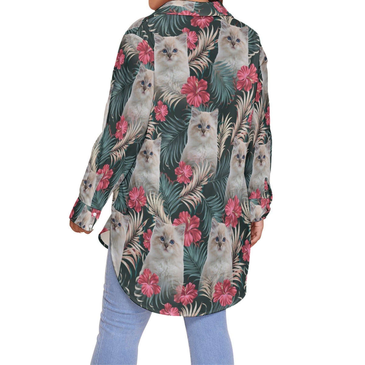 Personalized Pet Face Plus Size Hawaiian Shirt For Women